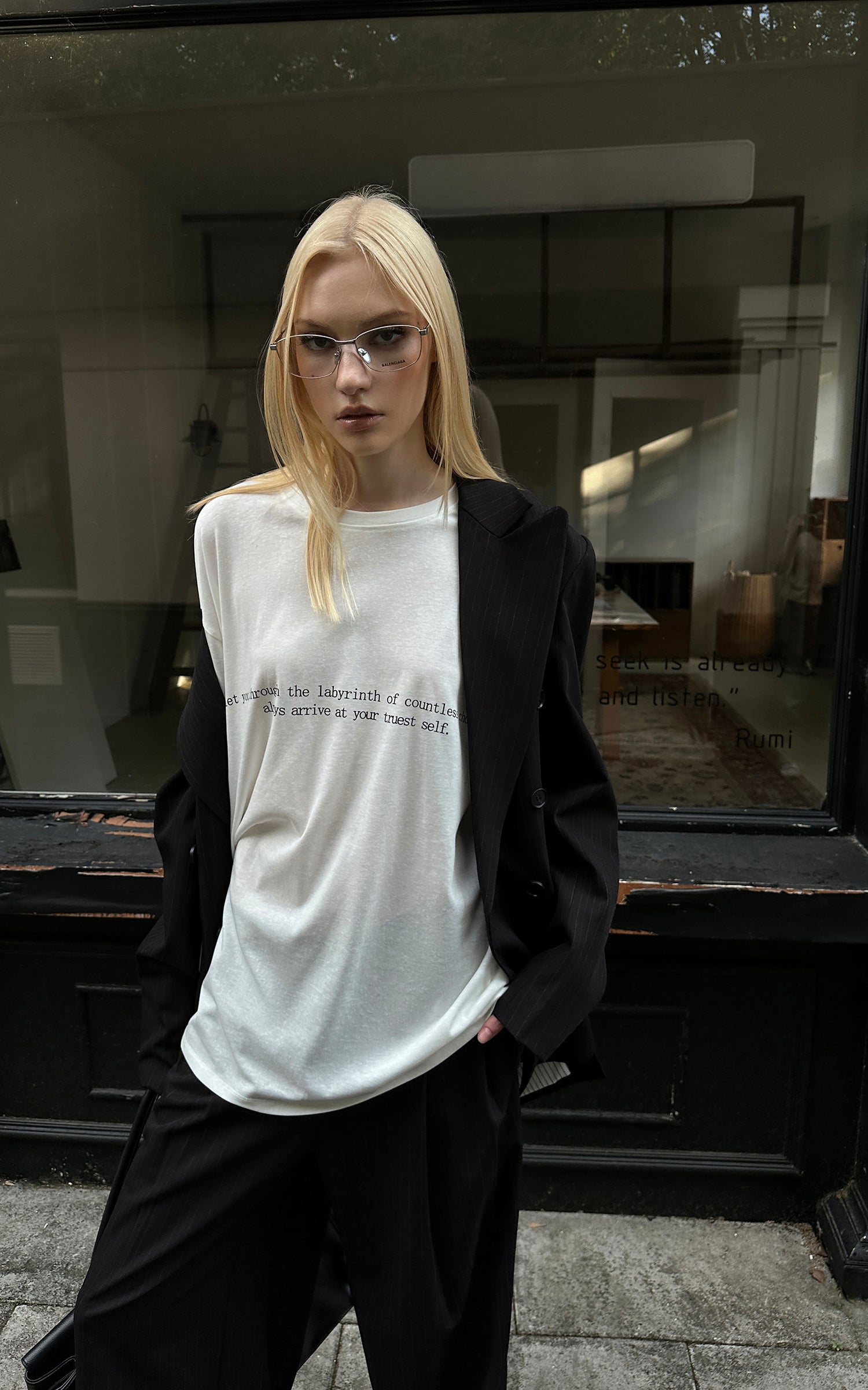 0122stepll T-shirt à manches longues oversize Labyrinthe