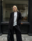 0122stepll Oversized Pinstripe Blazer & Wide-Leg Pants Set