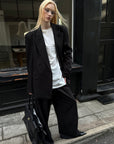 0122stepll Oversized Pinstripe Blazer & Wide-Leg Pants Set