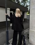 0122stepll Oversized Pinstripe Blazer & Wide-Leg Pants Set