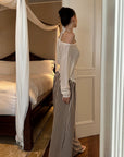 0122stepll Stripe Halter Top & Wide Leg Pants Set