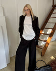 0122stepll Oversized Pinstripe Blazer & Wide-Leg Pants Set