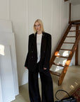 0122stepll Oversized Pinstripe Blazer & Wide-Leg Pants Set
