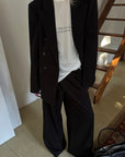 0122stepll Oversized Pinstripe Blazer & Wide-Leg Pants Set