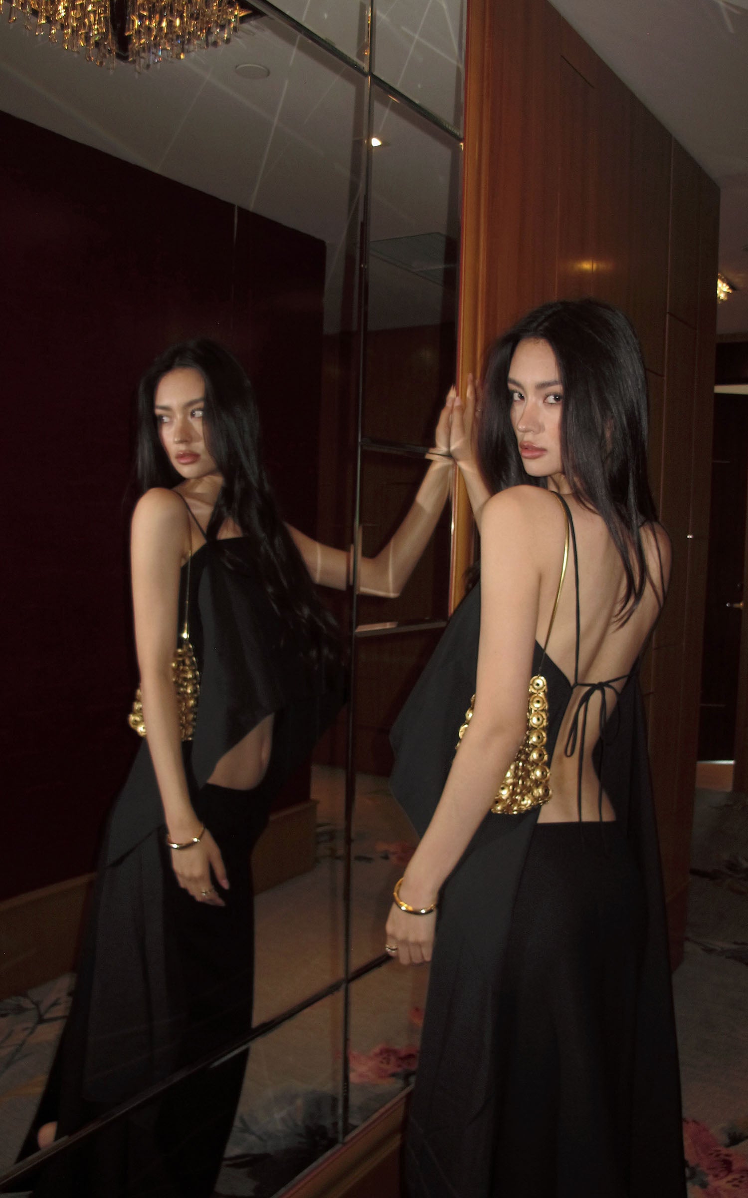 0122stepll Asymmetric Camisole &amp; Maxi Skirt Set