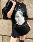 0122stepll Graphic Face Oversized T-Shirt