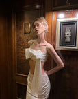 0122stepll Draped Bow Camisole & Lace-Waist Satin Maxi Skirt Set