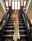0122stepll Draped Bow Camisole & Lace-Waist Satin Maxi Skirt Set