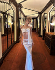 0122stepll Draped Bow Camisole & Lace-Waist Satin Maxi Skirt Set