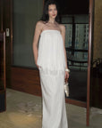 0122stepll Pleated Tube Top & Long Skirt Set