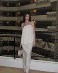 0122stepll Pleated Tube Top & Long Skirt Set