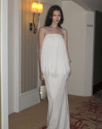 0122stepll Pleated Tube Top & Long Skirt Set
