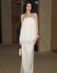 0122stepll Pleated Tube Top & Long Skirt Set