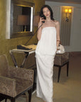 0122stepll Pleated Tube Top & Long Skirt Set