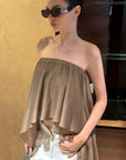 0122stepll Asymmetric Draped One-Shoulder Top