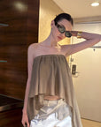 0122stepll Asymmetric Draped One-Shoulder Top