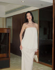 0122stepll Pleated Tube Top & Long Skirt Set