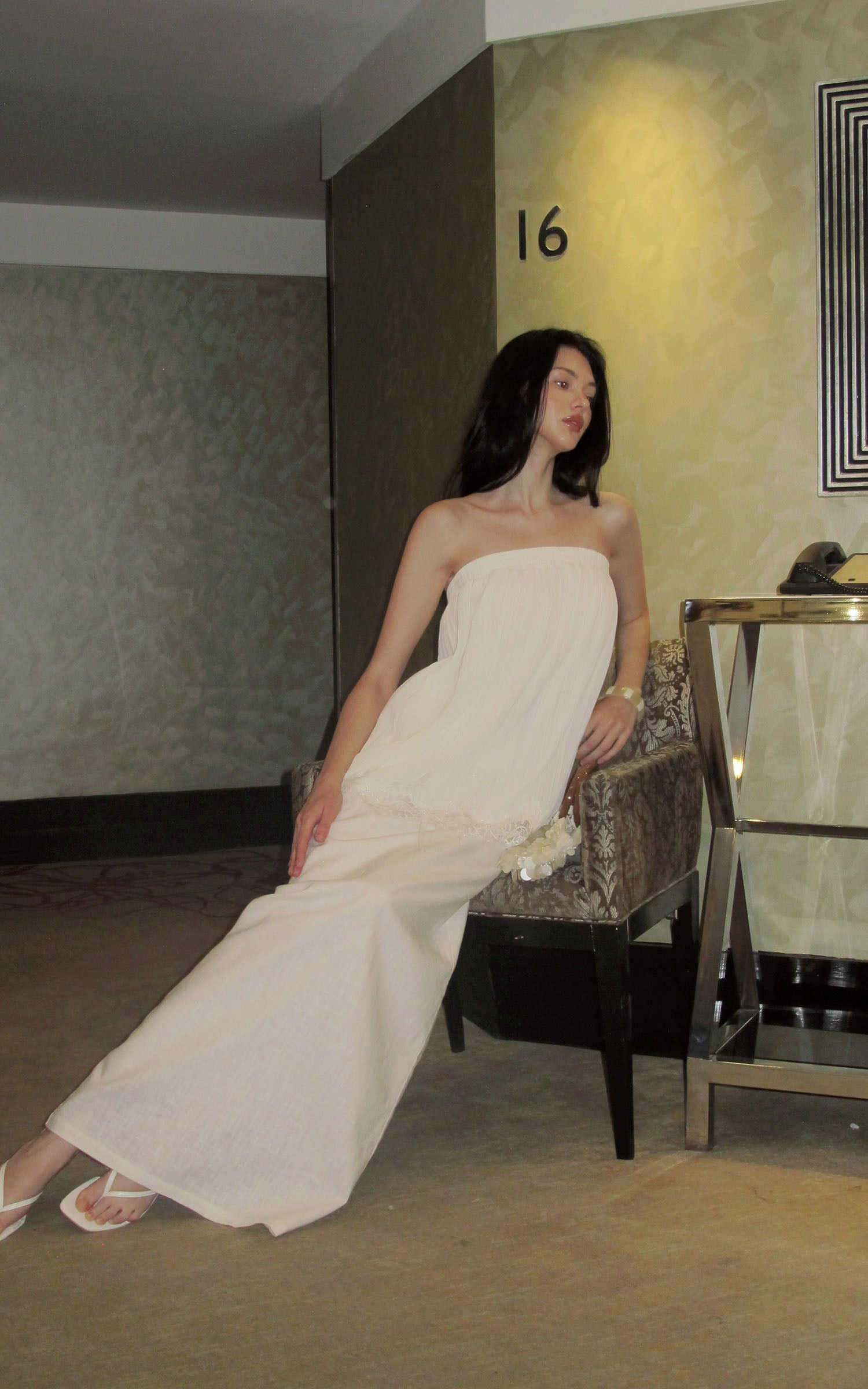 0122stepll Pleated Tube Top &amp; Long Skirt Set