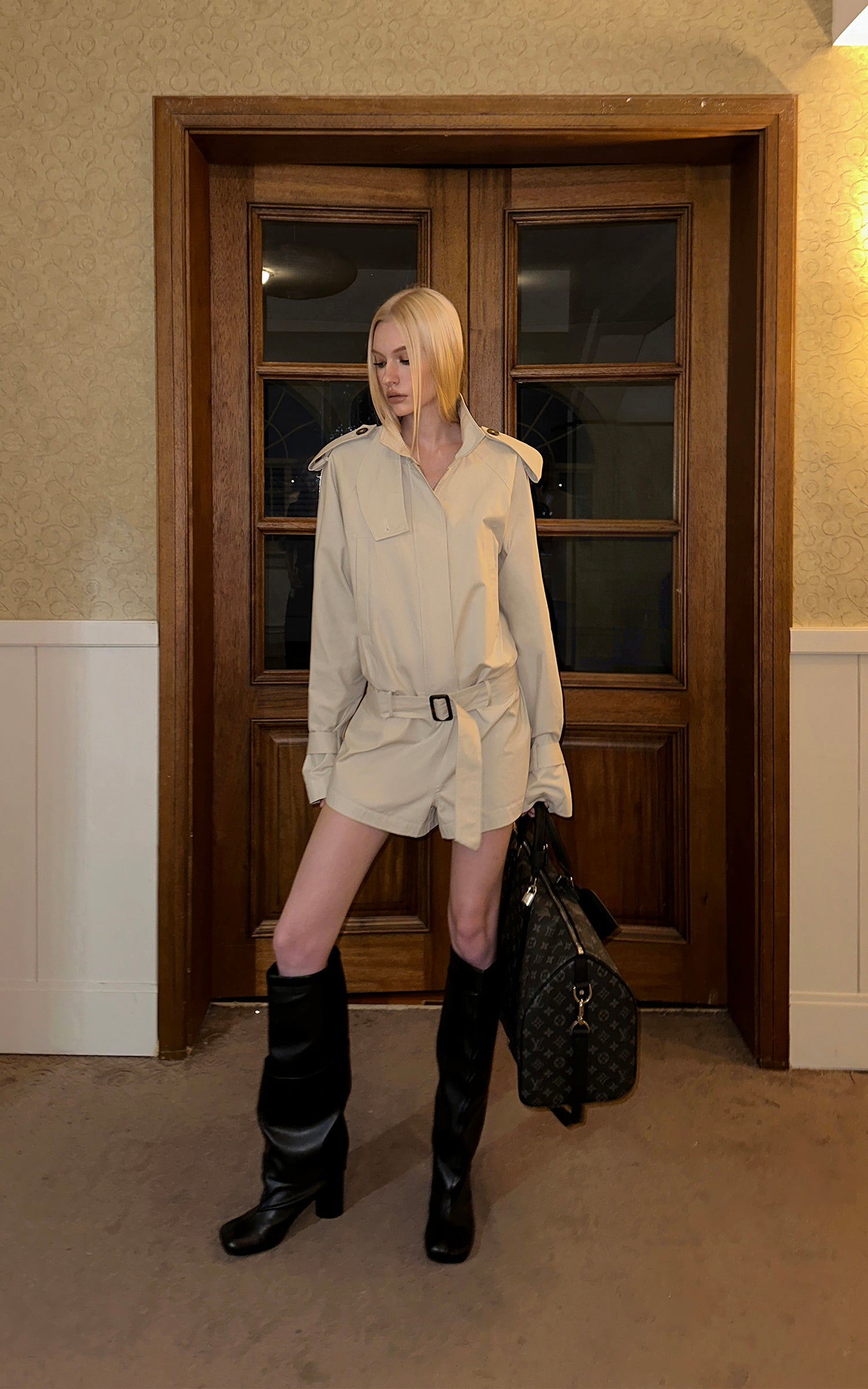0122stepll Combinaison trench à ceinture