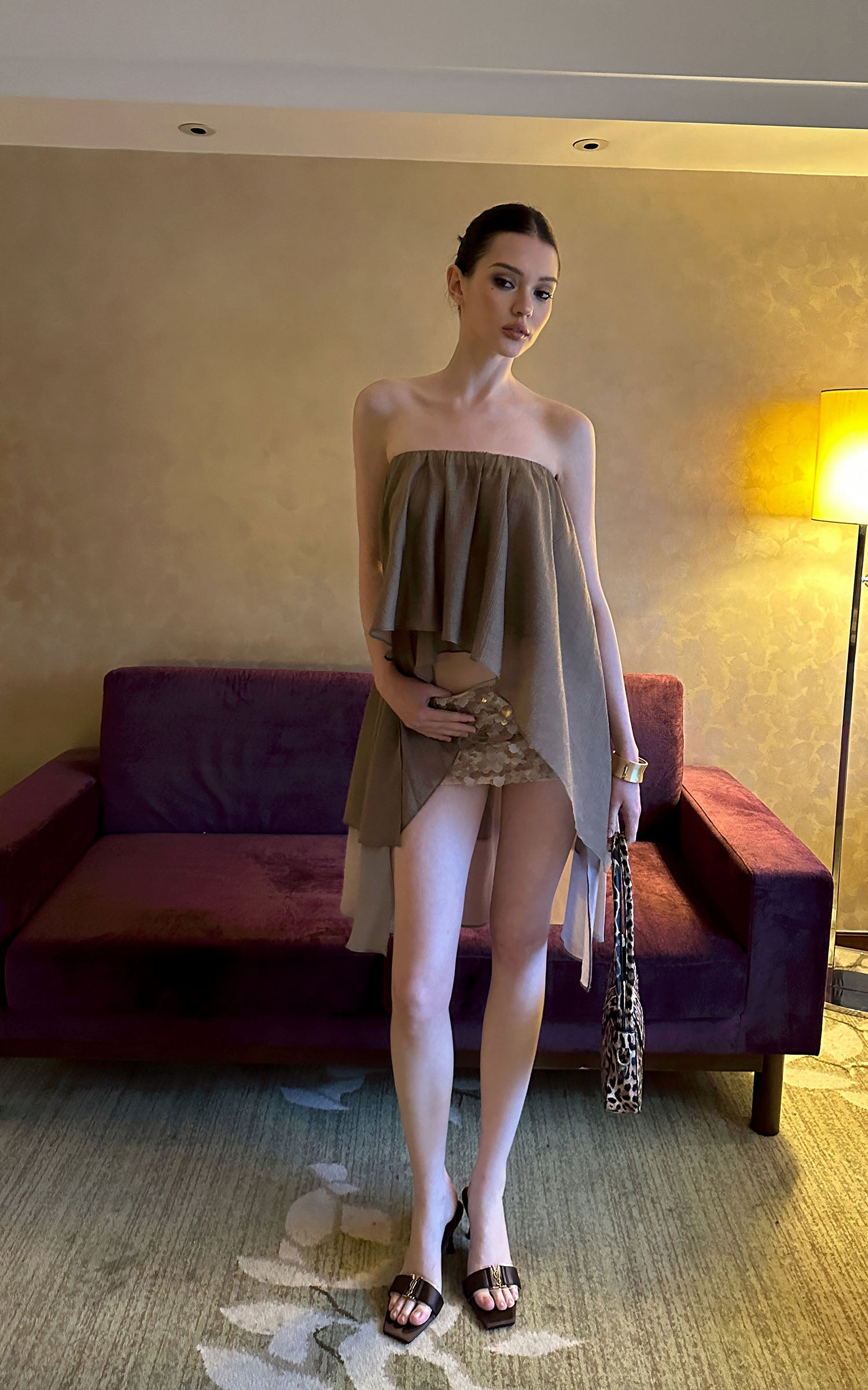 0122stepll Asymmetric Draped One-Shoulder Top