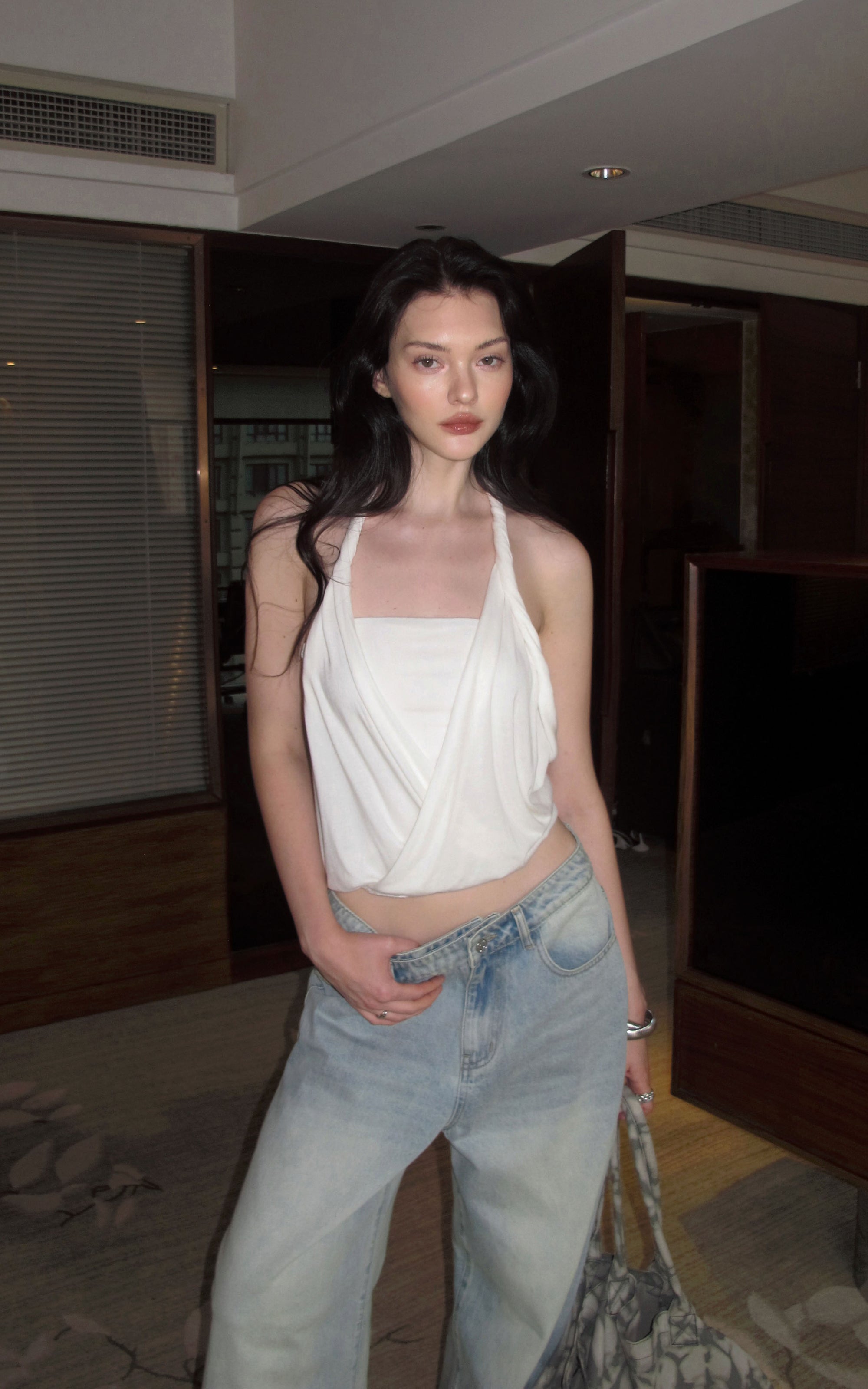 0122stepll Draped Halter Tube Top