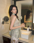 0122stepll Draped Halter Neck Tie Top