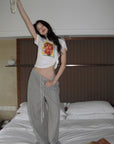 0122stepll Plaid Wide-Leg Drawstring Pants