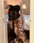 0122stepll Wild Instinct Leopard Ruffle Midi Skirt