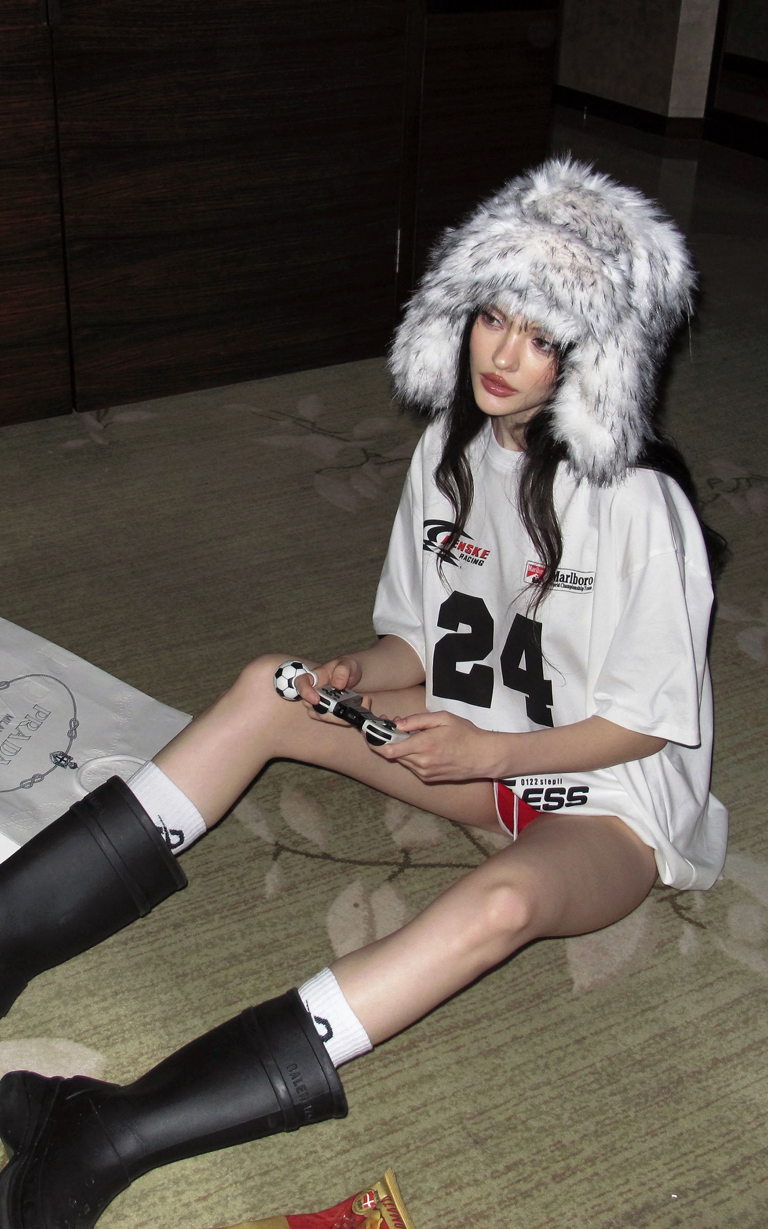 0122stepll Oversized Racing Graphic T-Shirt