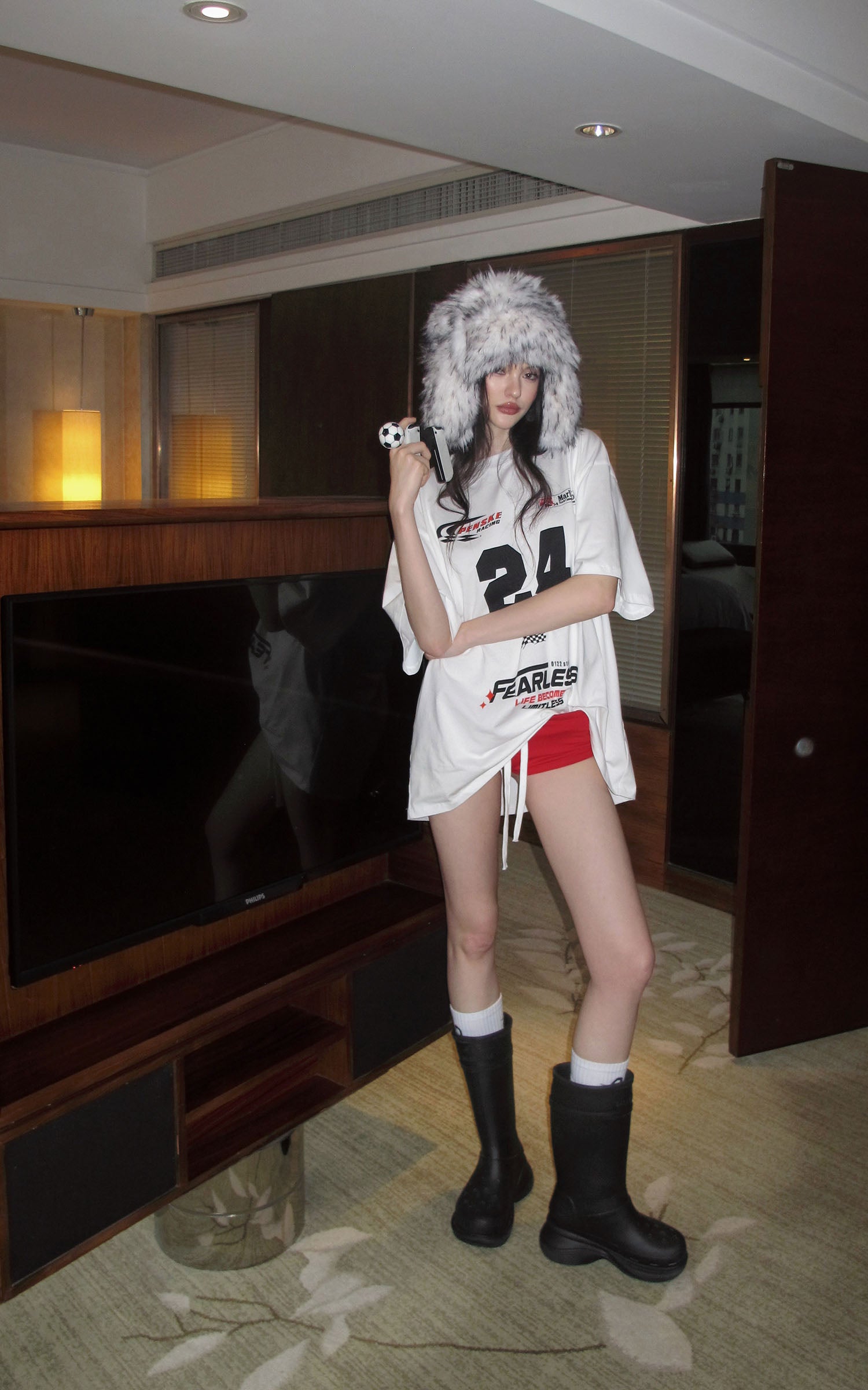 0122stepll Oversized Racing Graphic T-Shirt