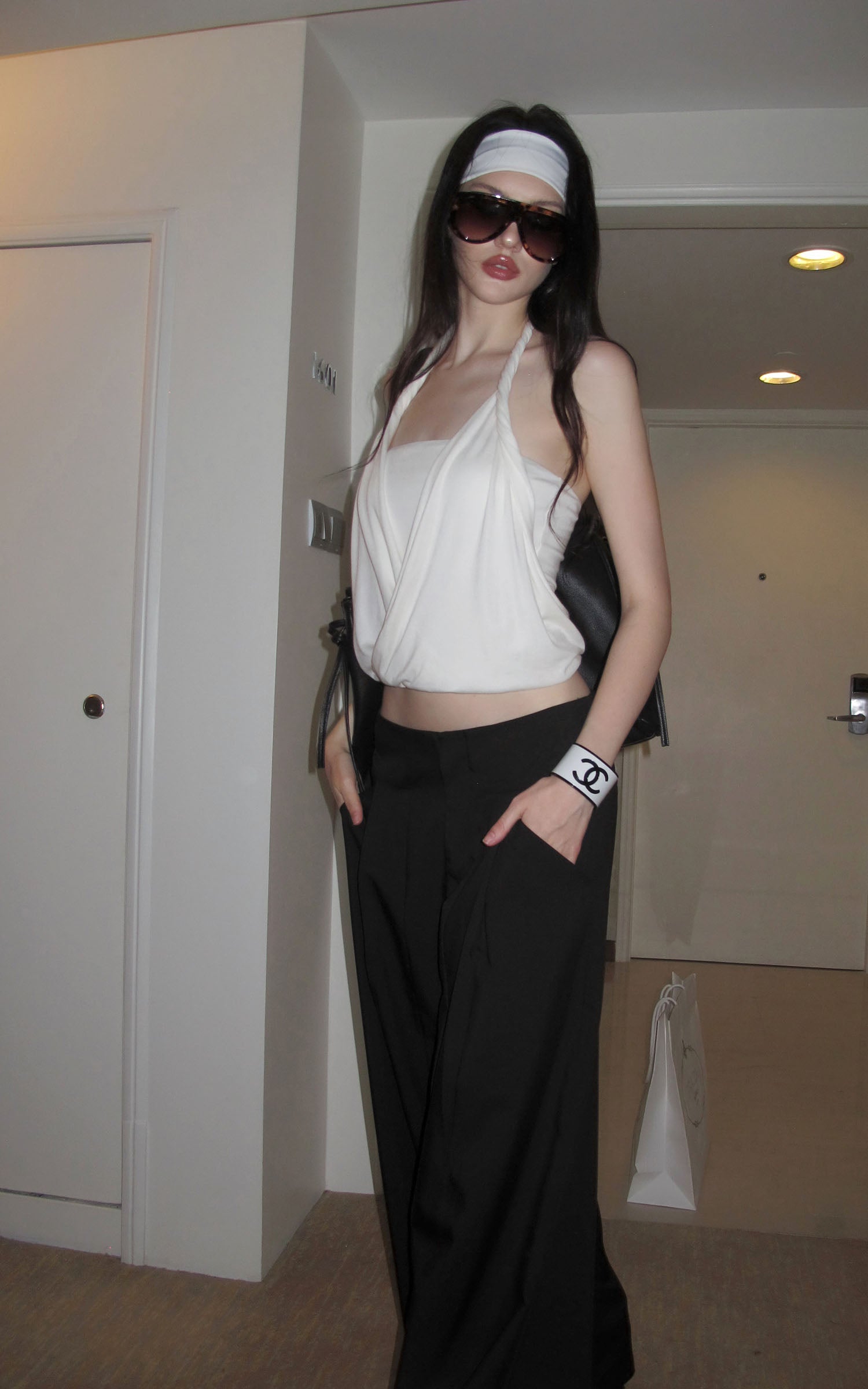 0122stepll Draped Halter Tube Top