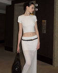0122stepll Sheer Knit Maxi Skirt & Baby Tee Set