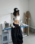 WARDEN EDGE Draped Cargo Pants with Wide Leg Silhouette and Adjustable Drawstring Hem