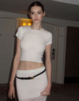 0122stepll Sheer Knit Maxi Skirt & Baby Tee Set