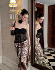 0122stepll Wild Instinct Leopard Ruffle Midi Skirt