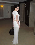 0122stepll Sheer Knit Maxi Skirt & Baby Tee Set