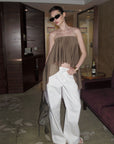 0122stepll Asymmetric Draped One-Shoulder Top