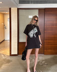 0122stepll Banknote Graphic Oversized T-Shirt
