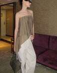 0122stepll Asymmetric Draped One-Shoulder Top