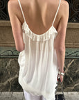 0122stepll Sheer Ruffle Tie Camisole Top