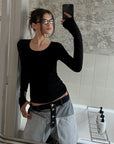 0122stepll Essential Knit Slim Long Sleeve Top