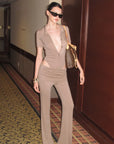 0122stepll Ensemble Body Polo & Pantalon Évasé