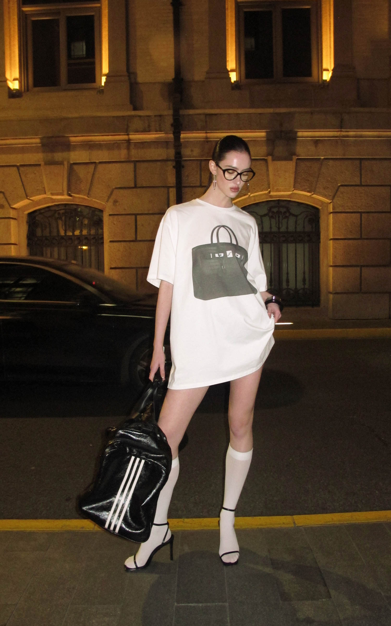 0122stepll T-shirt oversize à imprimé sac