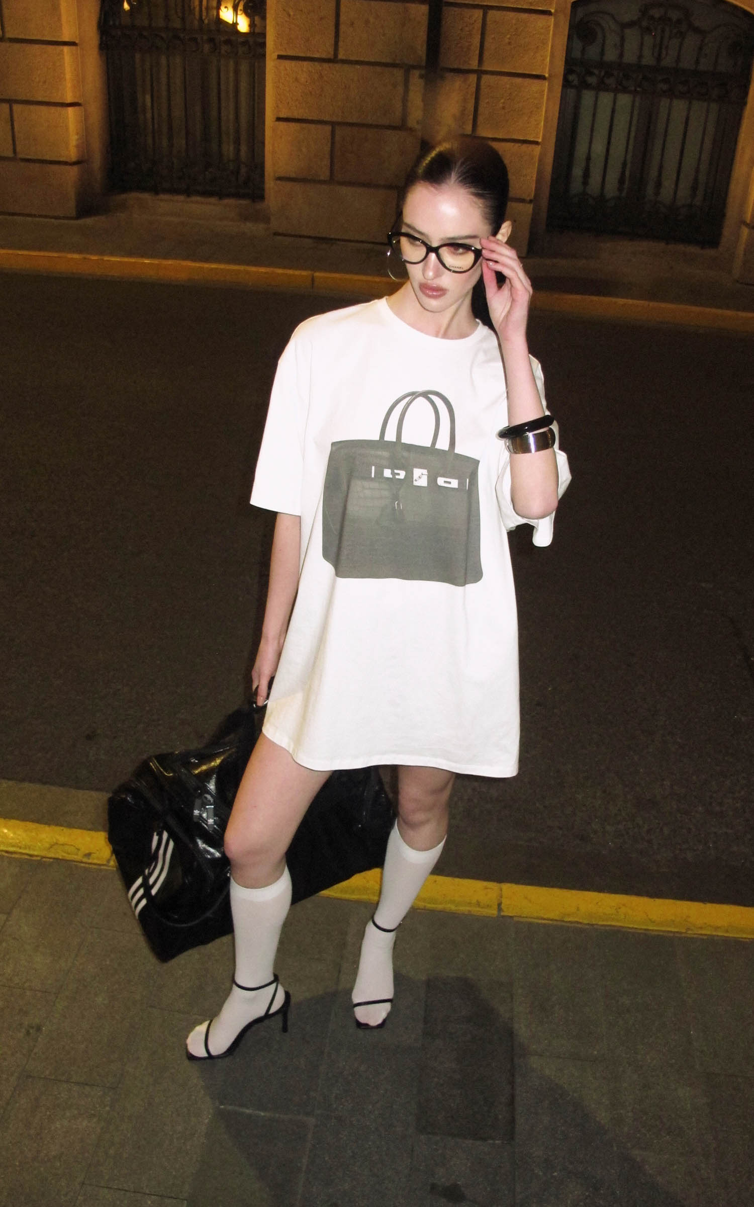 0122stepll T-shirt oversize à imprimé sac