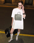 0122stepll T-shirt oversize à imprimé sac