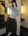 0122stepll Low-Rise Belted Wide-Leg Capri Pants