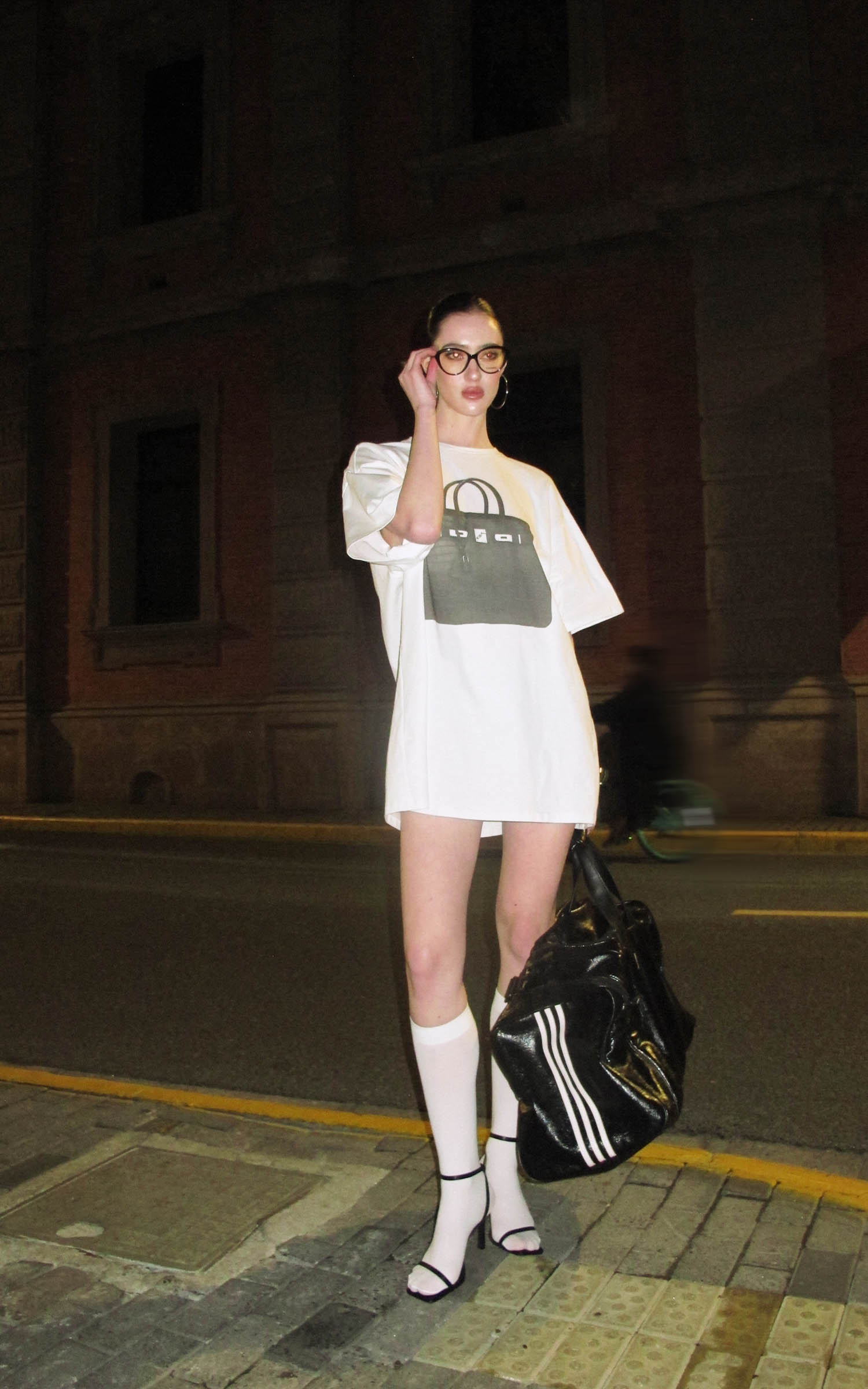 0122stepll T-shirt oversize à imprimé sac
