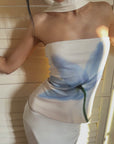 0122stepll Ensemble Top Tube à Collier Fleuri & Jupe Midi