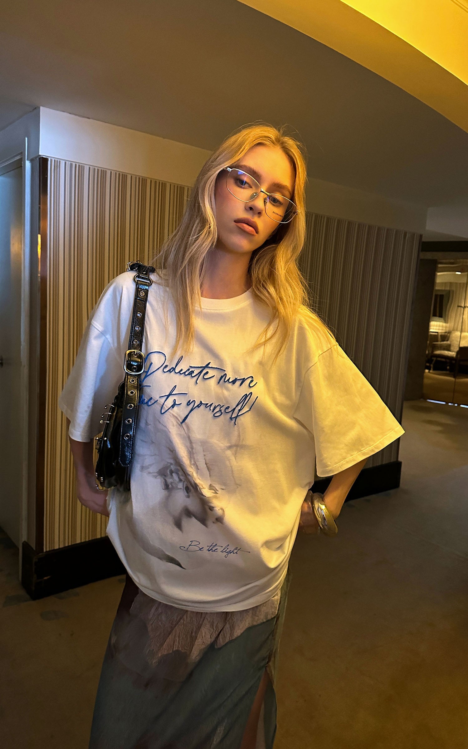 0122stepll Angel Script Oversized Graphic T-Shirt