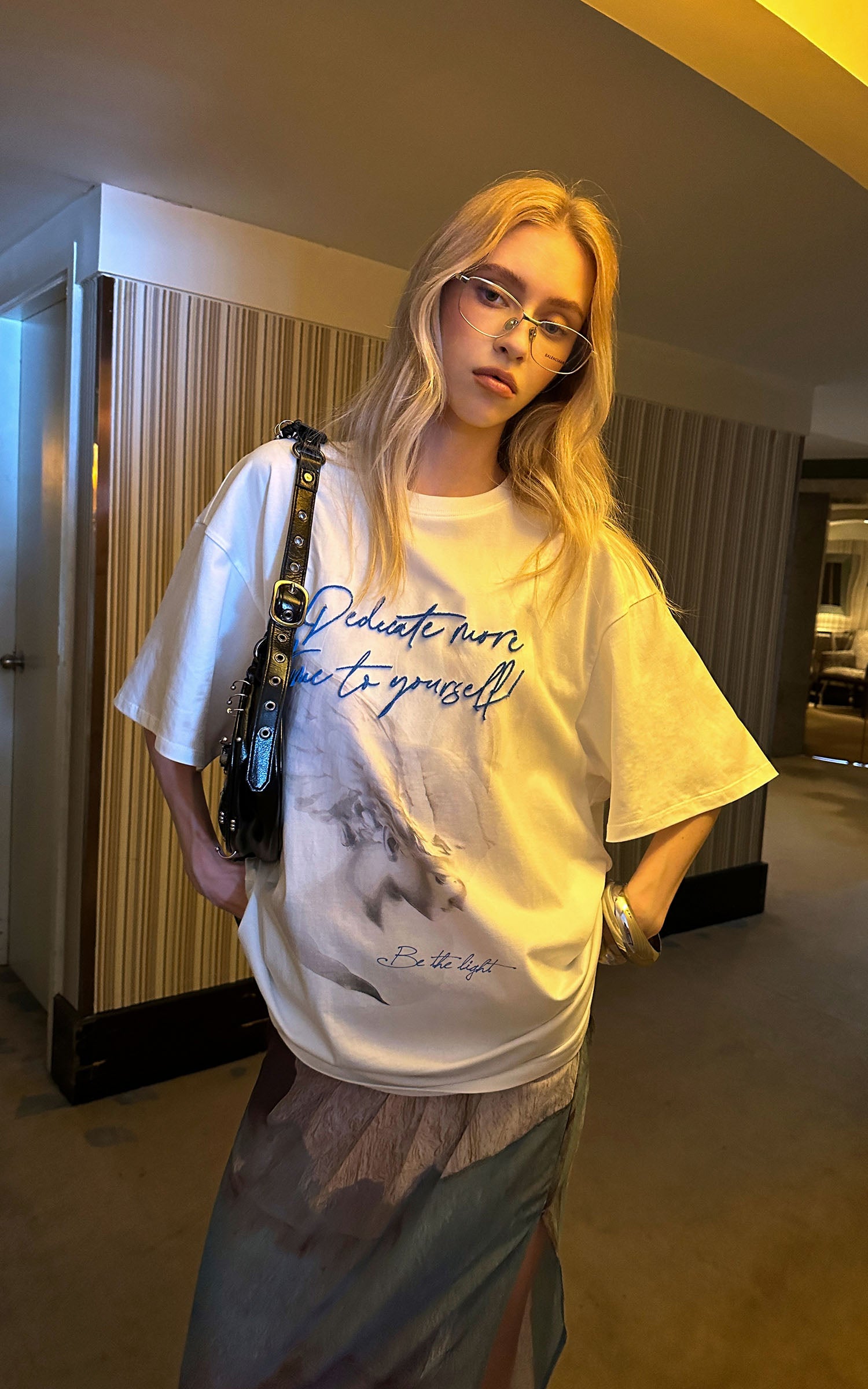 0122stepll Angel Script Oversized Graphic T-Shirt